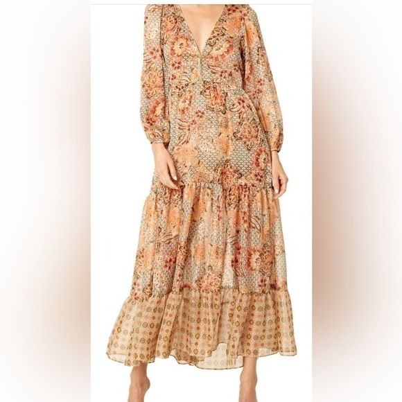 MISA Anahita Floral Medallion Chiffon Midi Dress - Picture 3 of 4